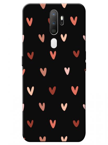Oppo A5 2020 Kalp Desen Siyah Telefon Kılıfı