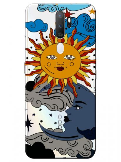 Oppo A5 2020 Güneş ve Ay Şeffaf Telefon Kılıfı