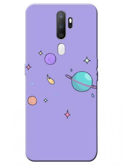 Oppo A5 2020 Gezegen Tasarım Lila Telefon Kılıfı