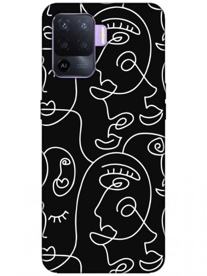 Oppo Reno 5 Lite Face Art Siyah Telefon Kılıfı