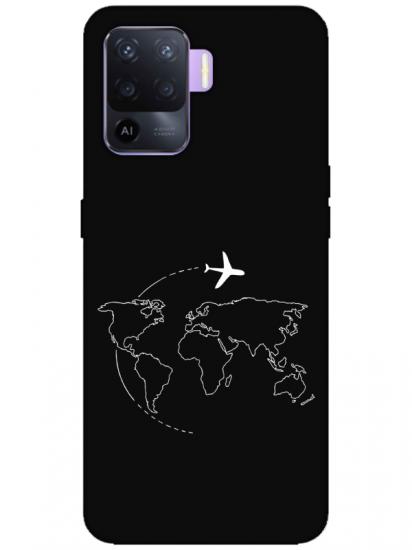 Oppo Reno 5 Lite Harita Uçak Siyah Telefon Kılıfı