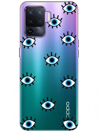 Oppo Reno 5 Lite Nazar Gözler Şeffaf Telefon Kılıfı