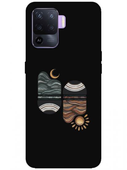 Oppo Reno 5 Lite Sunset Wave Siyah Telefon Kılıfı