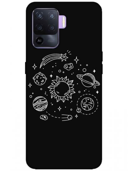 Oppo Reno 5 Lite Gezegen Siyah Telefon Kılıfı