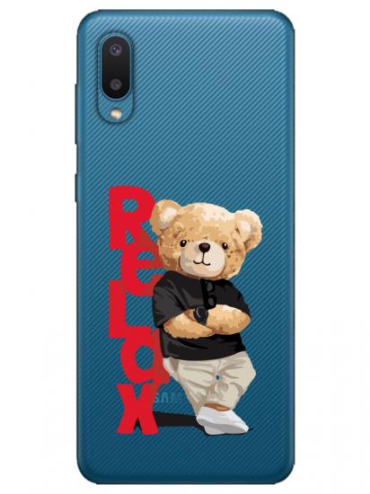 Samsung A02 Teddy Bear Relax Şeffaf Telefon Kılıfı