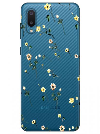 Samsung A02 Çiçekli Şeffaf Telefon Kılıfı
