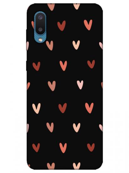 Samsung A02 Kalp Desen Siyah Telefon Kılıfı