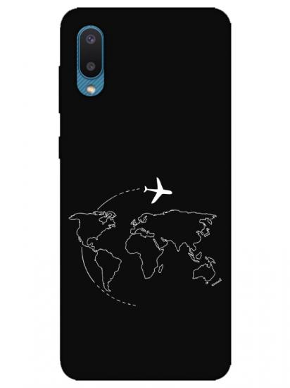 Samsung A02 Harita Uçak Siyah Telefon Kılıfı
