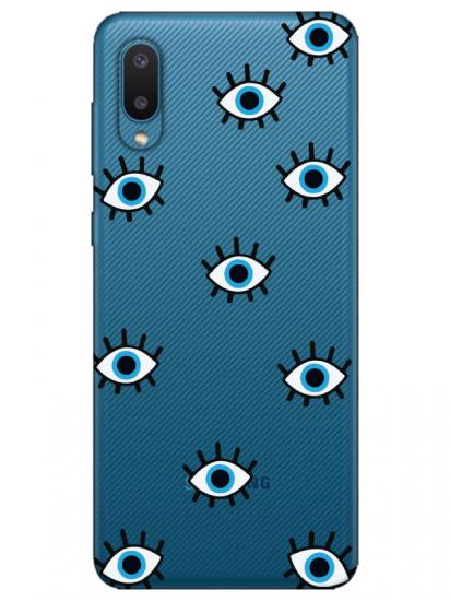 Samsung A02 Nazar Gözler Şeffaf Telefon Kılıfı