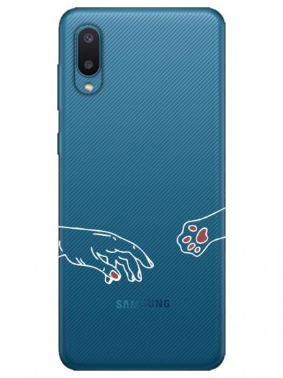 Samsung A02 Hand And Paw Şeffaf Telefon Kılıfı