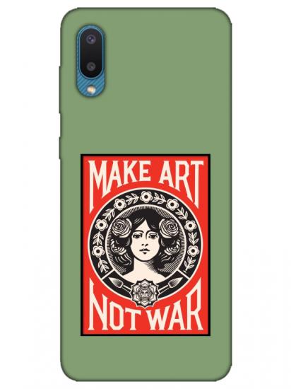 Samsung A02 Make Art Not War Yeşil Telefon Kılıfı