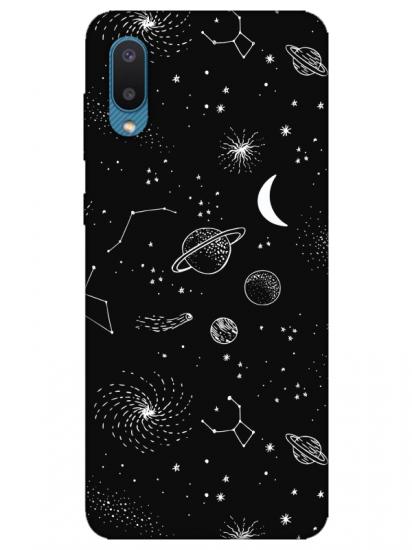 Samsung A02 Gezegenler Siyah Telefon Kılıfı