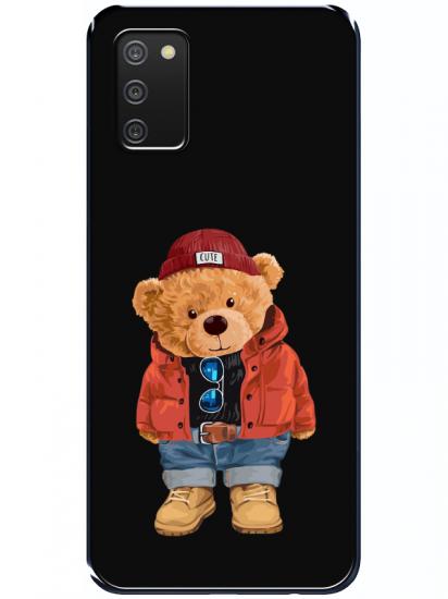 Samsung A02s Teddy Bear Siyah Telefon Kılıfı