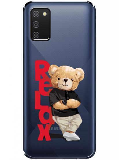 Samsung A02s Teddy Bear Relax Şeffaf Telefon Kılıfı