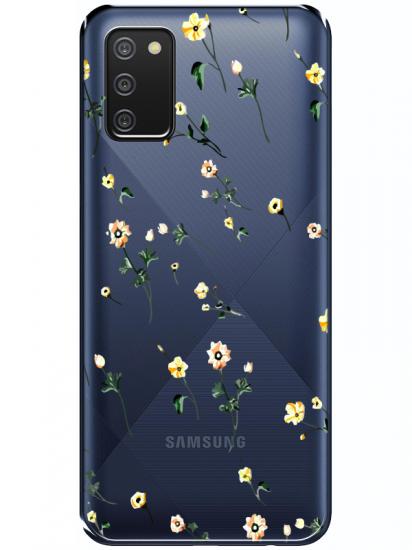 Samsung A02s Çiçekli Şeffaf Telefon Kılıfı