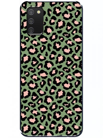 Samsung A02s Leopar Desenli Yeşil Telefon Kılıfı