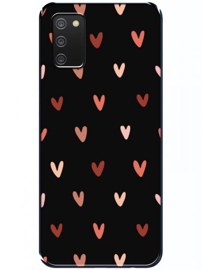 Samsung A02s Kalp Desen Siyah Telefon Kılıfı