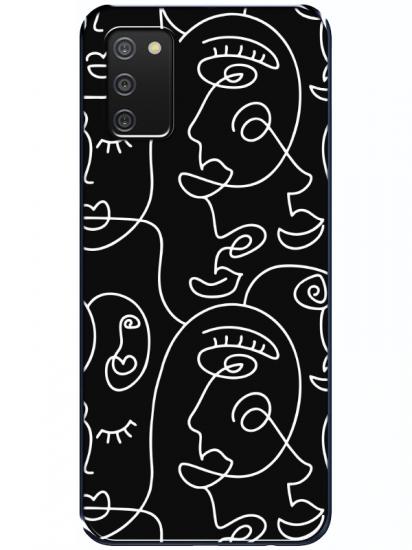 Samsung A02s Face Art Siyah Telefon Kılıfı