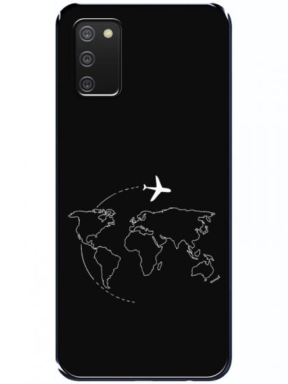 Samsung A02s Harita Uçak Siyah Telefon Kılıfı