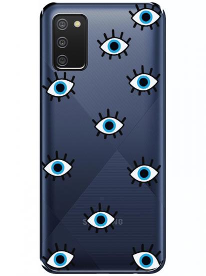 Samsung A02s Nazar Gözler Şeffaf Telefon Kılıfı