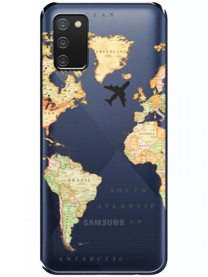Samsung A02s Dünya Haritalı Şeffaf Telefon Kılıfı