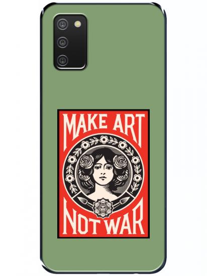 Samsung A02s Make Art Not War Yeşil Telefon Kılıfı