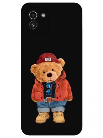 Samsung A03 Teddy Bear Siyah Telefon Kılıfı
