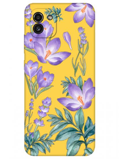 Samsung A03 Kış Çiçeği Sarı Telefon Kılıfı