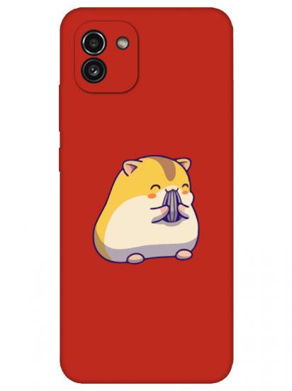 Samsung A03 Sevimli Hamster Kırmızı Telefon Kılıfı