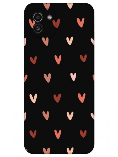 Samsung A03 Kalp Desen Siyah Telefon Kılıfı