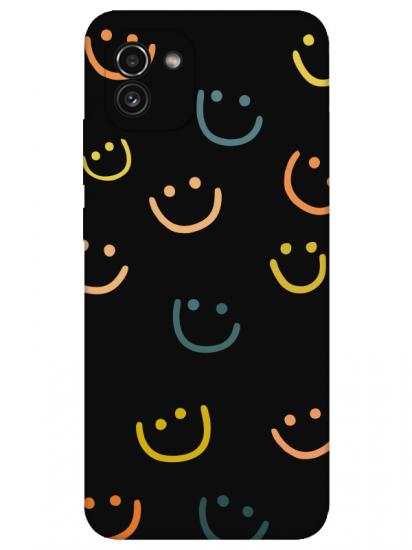 Samsung A03 Emoji Gülen Yüz Siyah Telefon Kılıfı