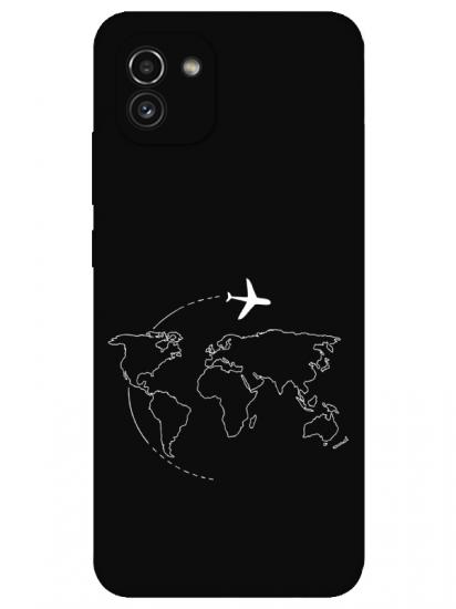 Samsung A03 Harita Uçak Siyah Telefon Kılıfı