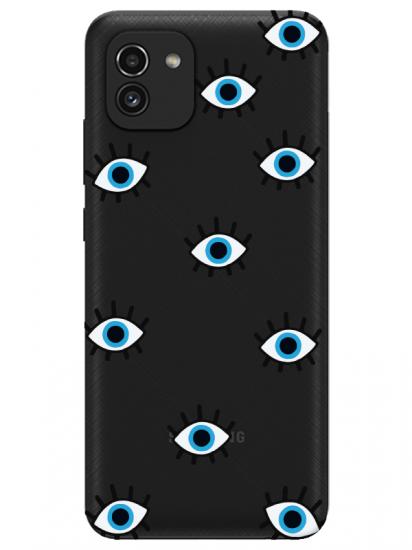 Samsung A03 Nazar Gözler Şeffaf Telefon Kılıfı