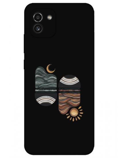 Samsung A03 Sunset Wave Siyah Telefon Kılıfı