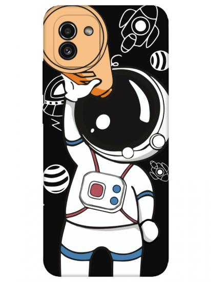 Samsung A03 Astronot Siyah Telefon Kılıfı