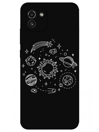 Samsung A03 Gezegen Siyah Telefon Kılıfı