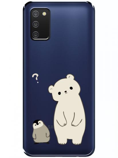 Samsung A03s Penguen Ve Ayıcık Şeffaf Telefon Kılıfı