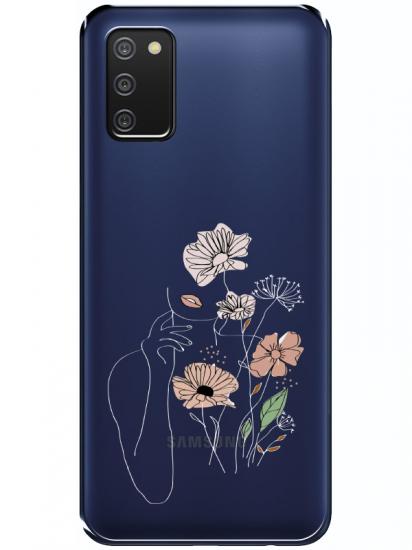 Samsung A03s Kadın Çiçek Şeffaf Telefon Kılıfı