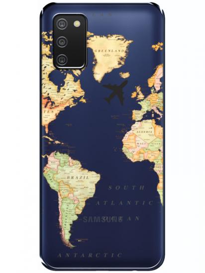 Samsung A03s Dünya Haritalı Şeffaf Telefon Kılıfı