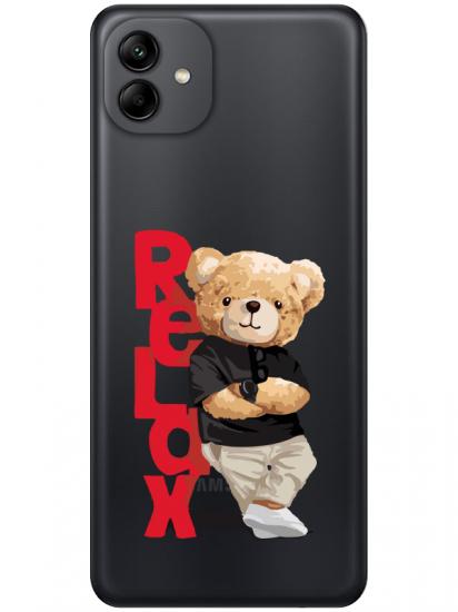 Samsung A04 Teddy Bear Relax Şeffaf Telefon Kılıfı
