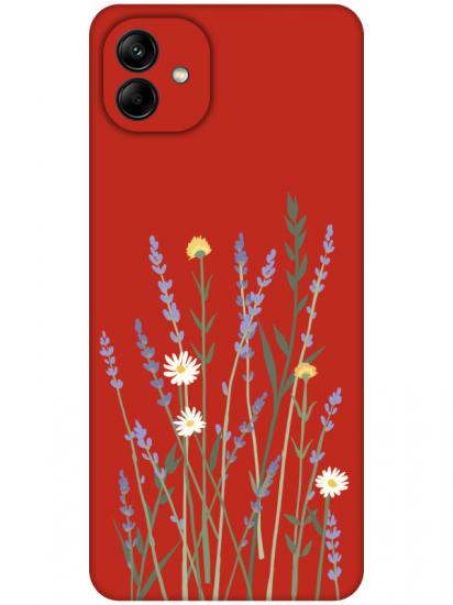 Samsung A04 Lavanta Desenli Kırmızı Telefon Kılıfı