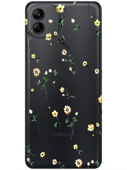 Samsung A04 Çiçekli Şeffaf Telefon Kılıfı