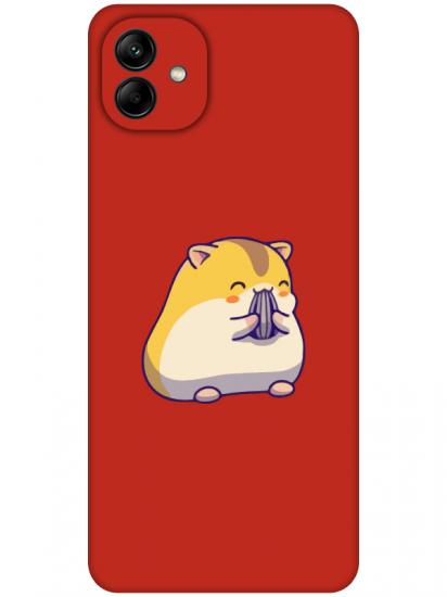 Samsung A04 Sevimli Hamster Kırmızı Telefon Kılıfı
