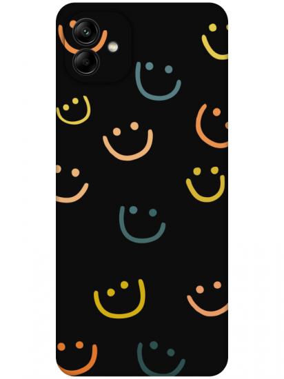 Samsung A04 Emoji Gülen Yüz Siyah Telefon Kılıfı