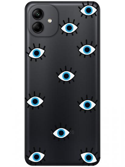 Samsung A04 Nazar Gözler Şeffaf Telefon Kılıfı