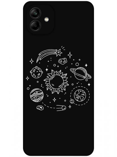 Samsung A04 Gezegen Siyah Telefon Kılıfı