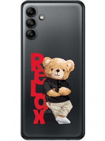 Samsung A04s Teddy Bear Relax Şeffaf Telefon Kılıfı