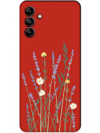 Samsung A04s Lavanta Desenli Kırmızı Telefon Kılıfı