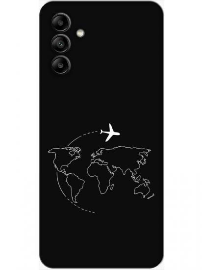 Samsung A04s Harita Uçak Siyah Telefon Kılıfı