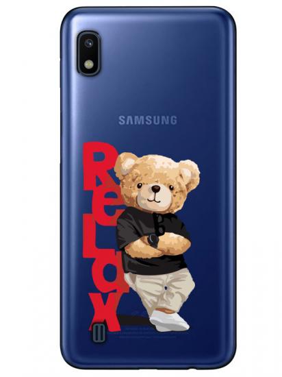 Samsung A10 Teddy Bear Relax Şeffaf Telefon Kılıfı